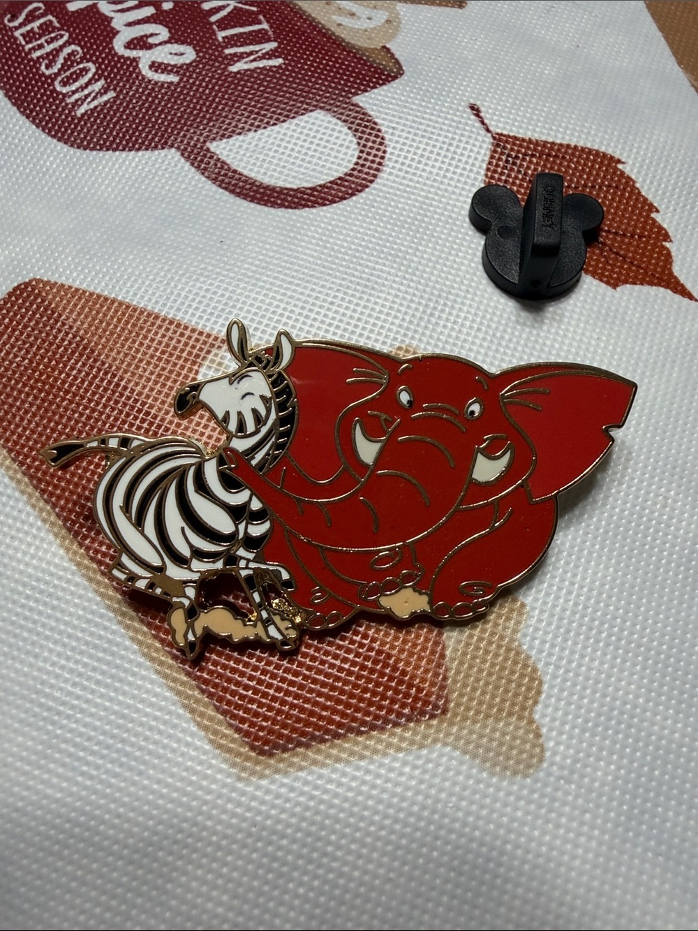Disney lion king Red Elephant & Zebra Enamel Pin